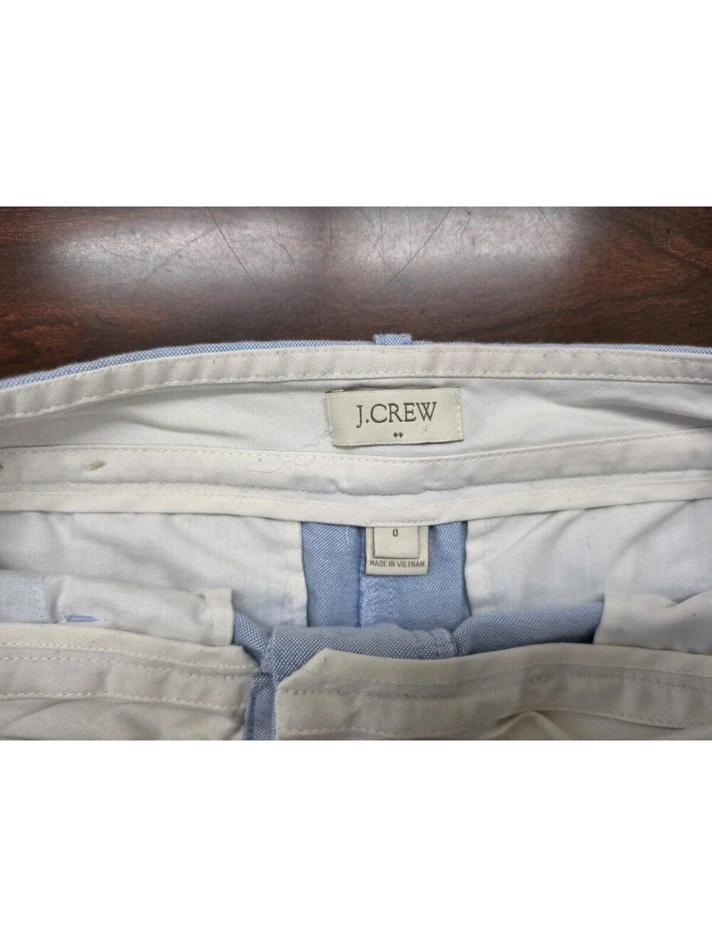 J Crew Womens Size 0 Flat Front 100% Cotton Oxford Shorts Light Blue Preppy